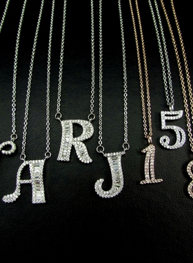 时尚流行首饰饰品微镶锆石字母数字女士短项链锁骨链 200405