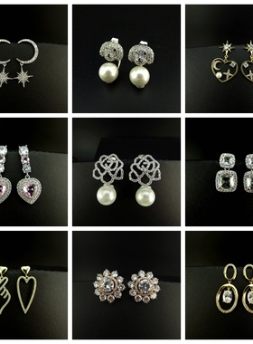 时尚流行饰品微镶锆石防过敏925银针气质花朵女士耳环耳坠 231210