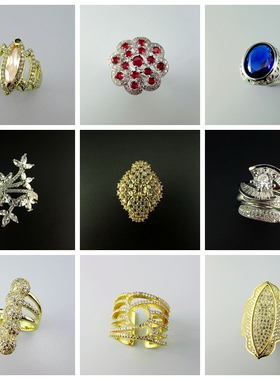 女微镶锆石华丽夸张个性戒指指环