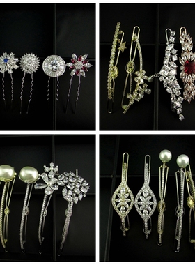 时尚流行饰品微镶锆石仿珍珠花朵桃心边夹发夹发饰头饰 201206