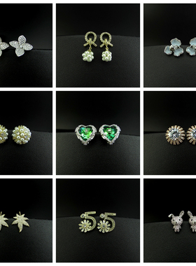 微镶锆石防过敏925银针气质花朵设计感小巧百搭女耳环 250622