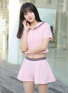 gfriend同款弹力水手服套装修身裤裙小女友打歌服短袖海军舞蹈服