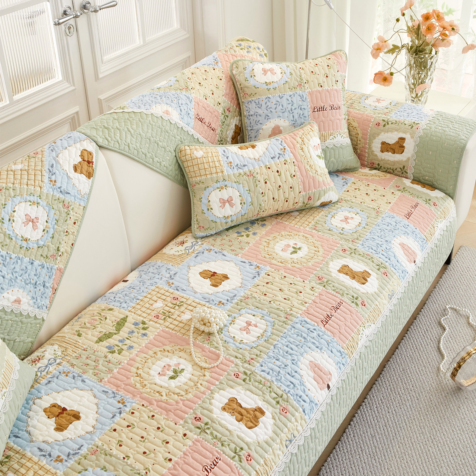 田园小清新沙发垫全棉沙发套罩四季通用直排沙发全盖巾防滑坐垫子,居家布艺,沙发垫,淘宝优惠券,粉丝福利购,淘宝优惠卷