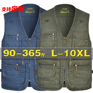 背心 坎肩春秋款 外贸加肥加大工装 马甲多口袋肥佬订制印字LOGO无袖