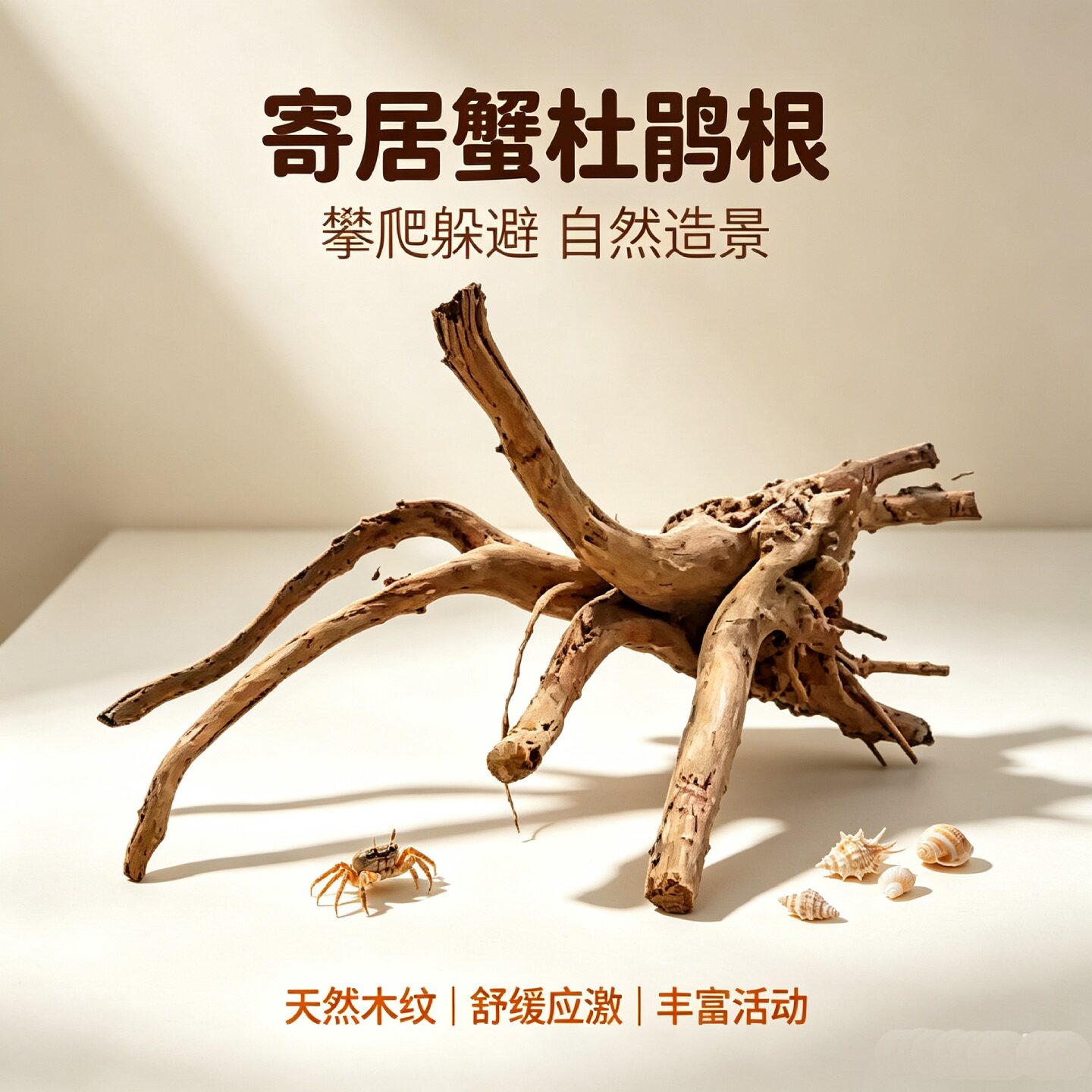 天然杜鹃根寄居蟹攀爬躲藏造景