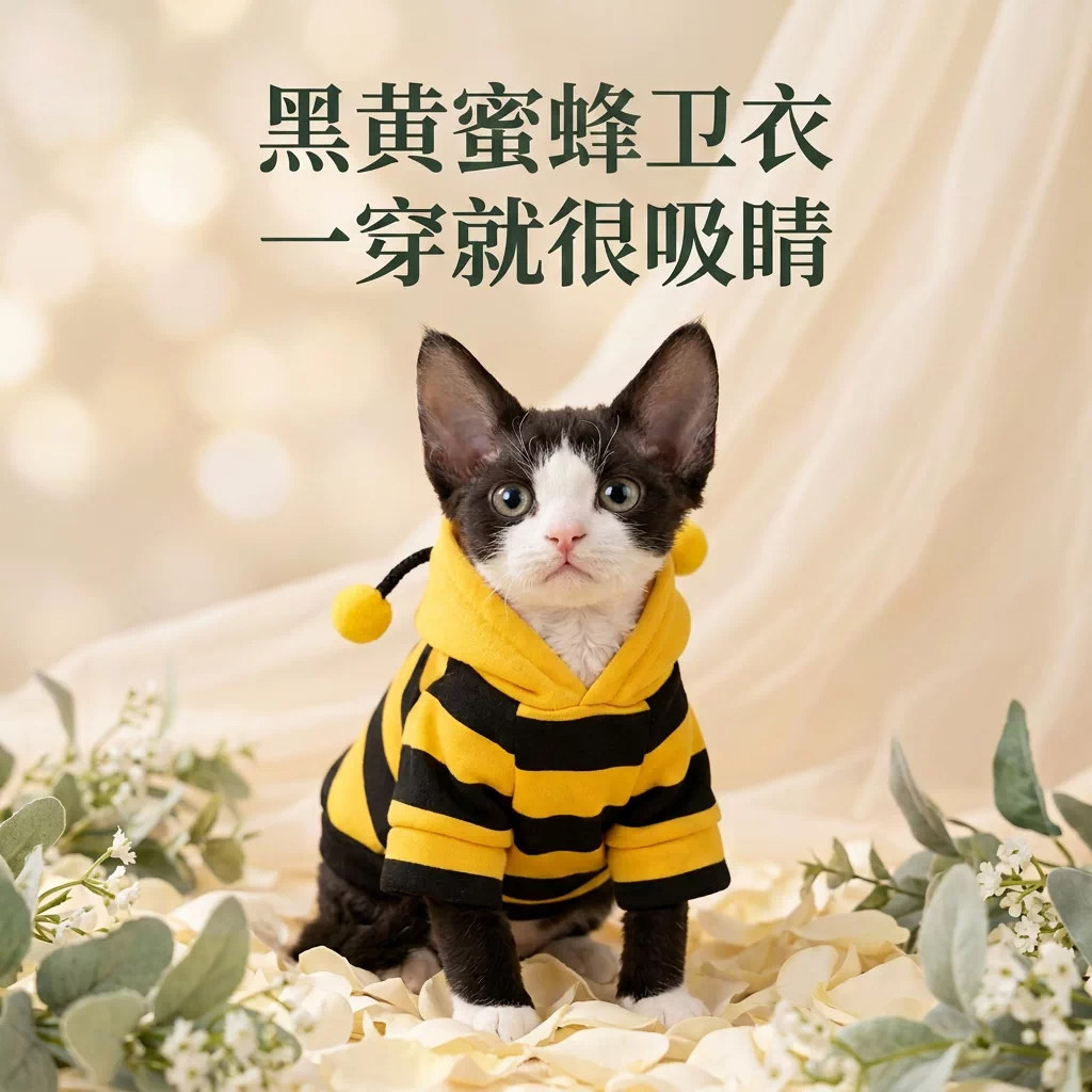 猫咪衣服变装蜜蜂秋冬卫衣连帽搞猫宠物服装/雨衣（新
