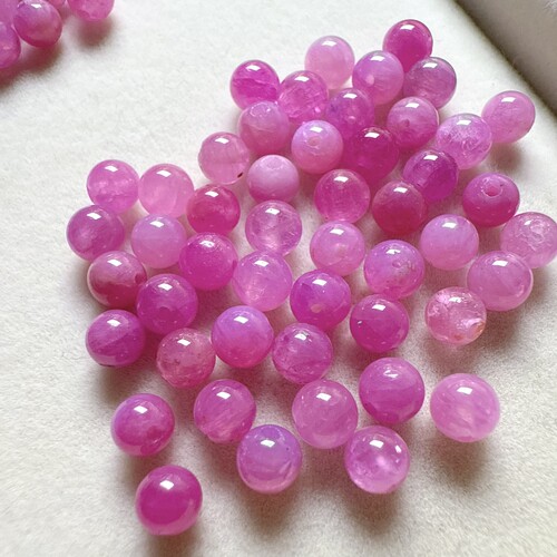 红宝石圆珠天然无烧散珠diy单珠女手链小米珠项链原矿配件手串4mm