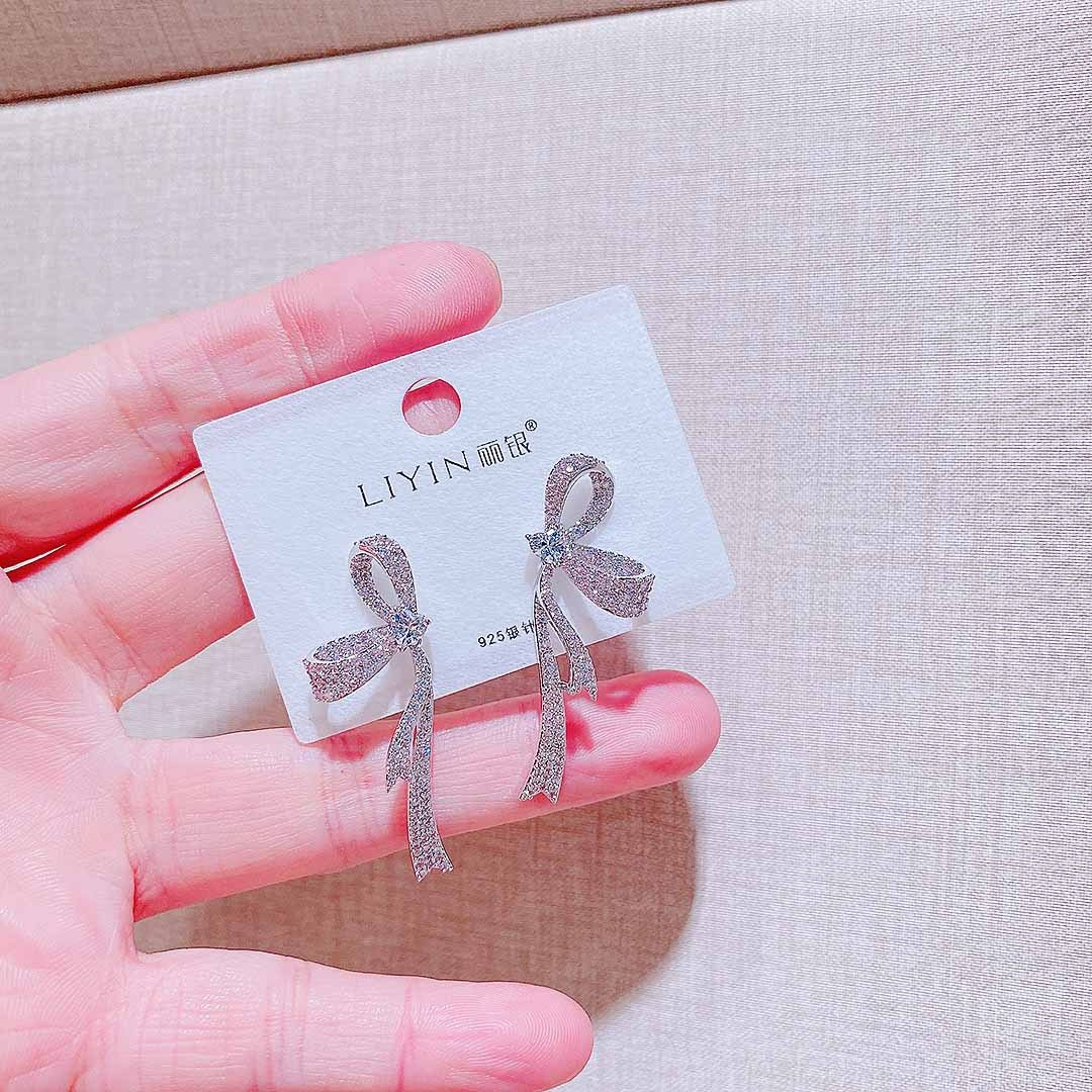 丽银新款轻奢重工满钻蝴蝶结飘带耳环银针时尚精致高级感气质耳钉,饰品/流行首饰/时尚饰品新,耳环,淘宝优惠券,粉丝福利购,淘宝优惠卷