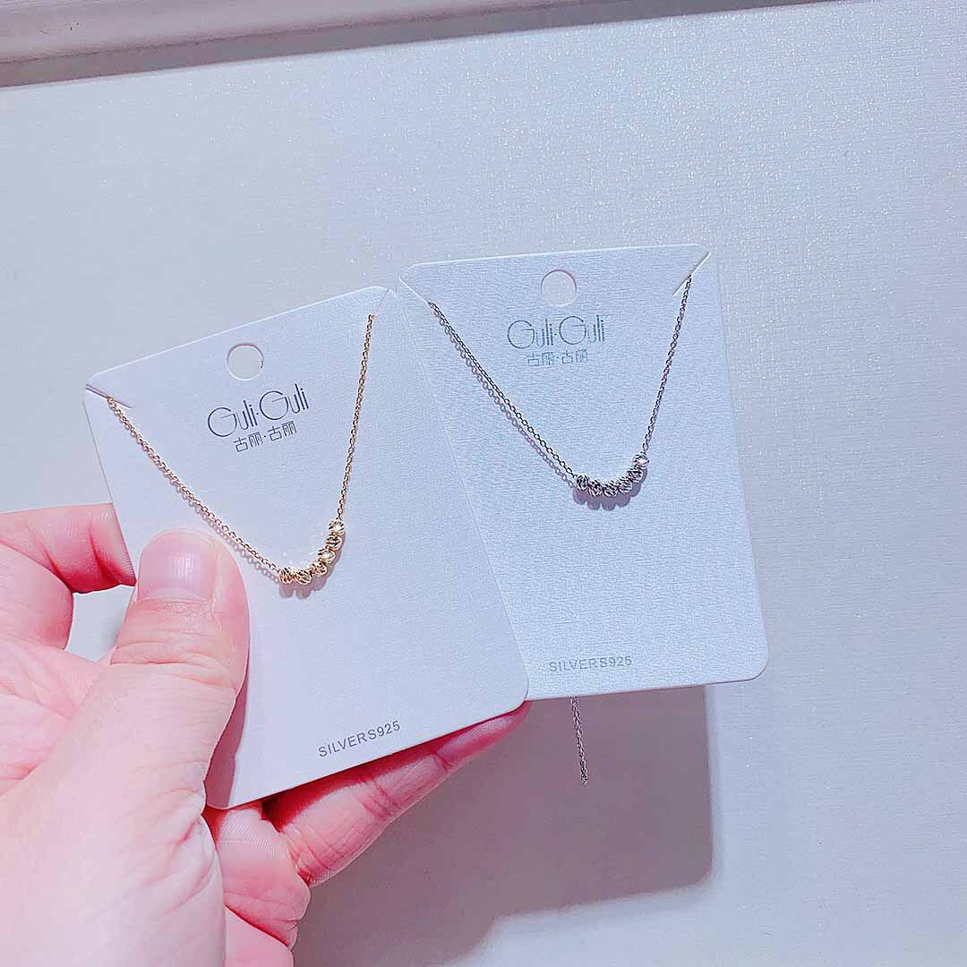 古丽古丽简约个性金属转运珠通体纯银项链时尚精致气质百搭锁骨链