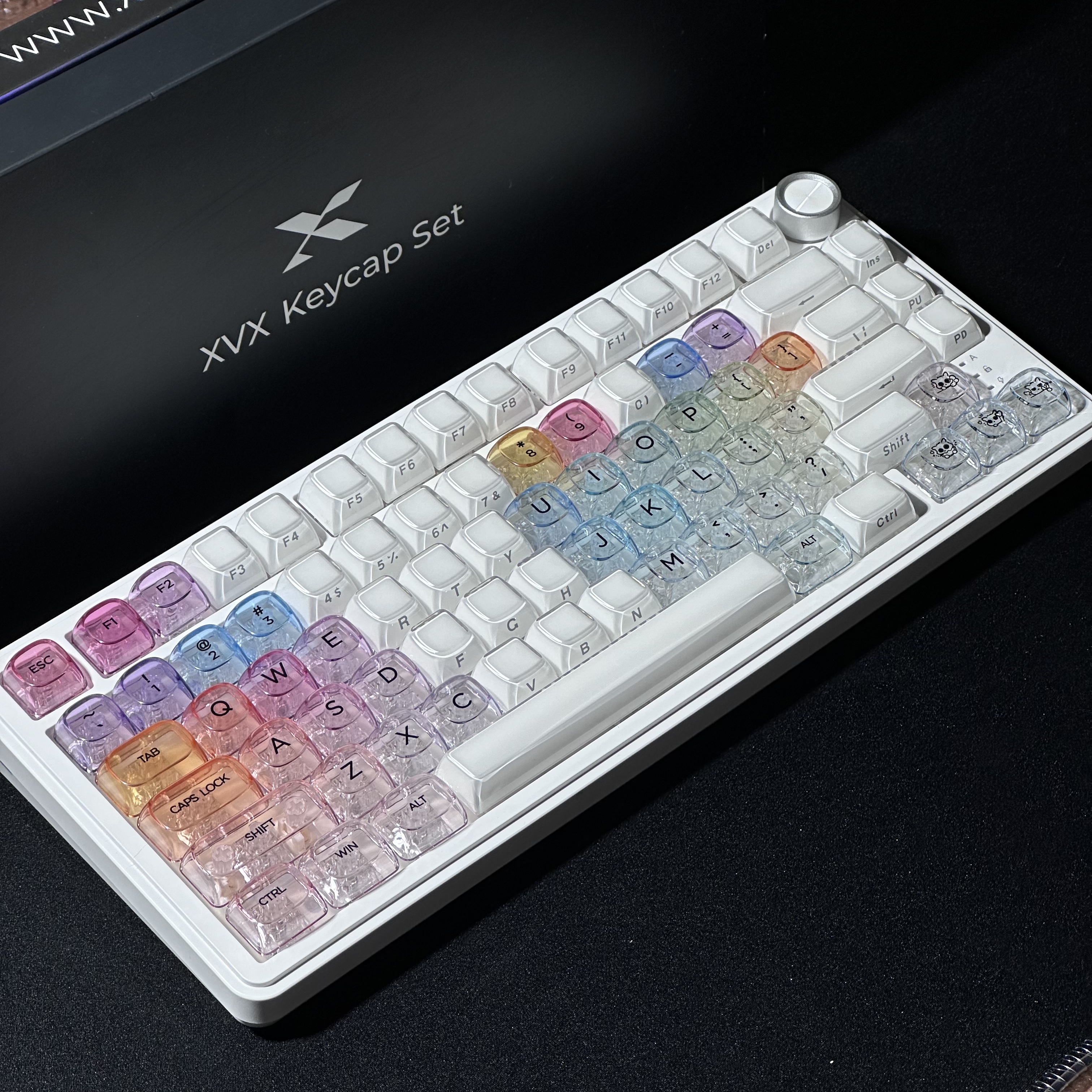 XVX定制彩虹气泡空键帽爱心双拼透光机械键盘帽适配woting60 80