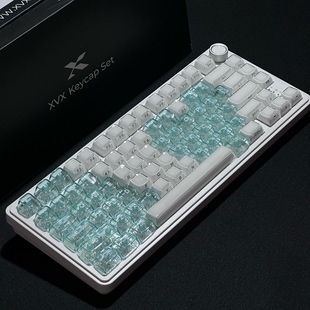 XVX定制玉碎青空键帽爱心双拼透光机械键盘帽适配woting60 80