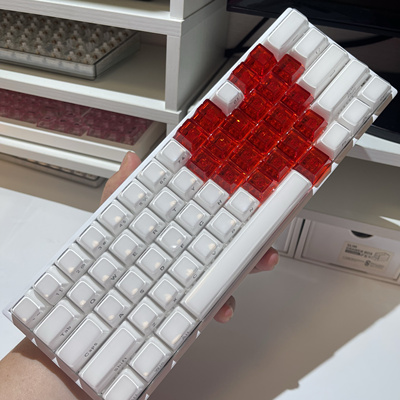 XVX水晶果冻侧刻键帽 键帽60he键帽80he键帽 通用键帽无刻爱心