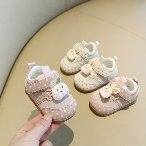 宝宝学步鞋春秋款可爱兔子婴儿步前鞋0--1岁新生儿软底防滑女童鞋