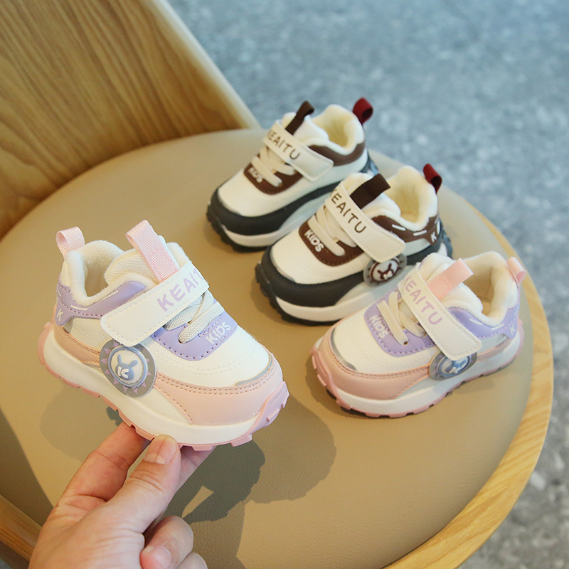宝宝运动鞋秋冬二棉加绒1一2-3岁婴幼儿学步鞋软底防滑小童鞋冬季