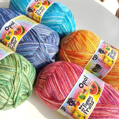 德国进口Opal水果系列羊毛袜子玩偶线手编袜中细100克一团