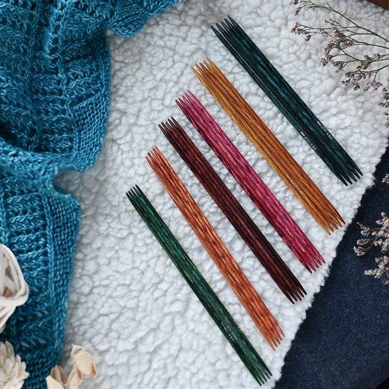 KnitPro 20cm 双头直针Dreamz梦幻彩木毛衣针进口棒针直针工具