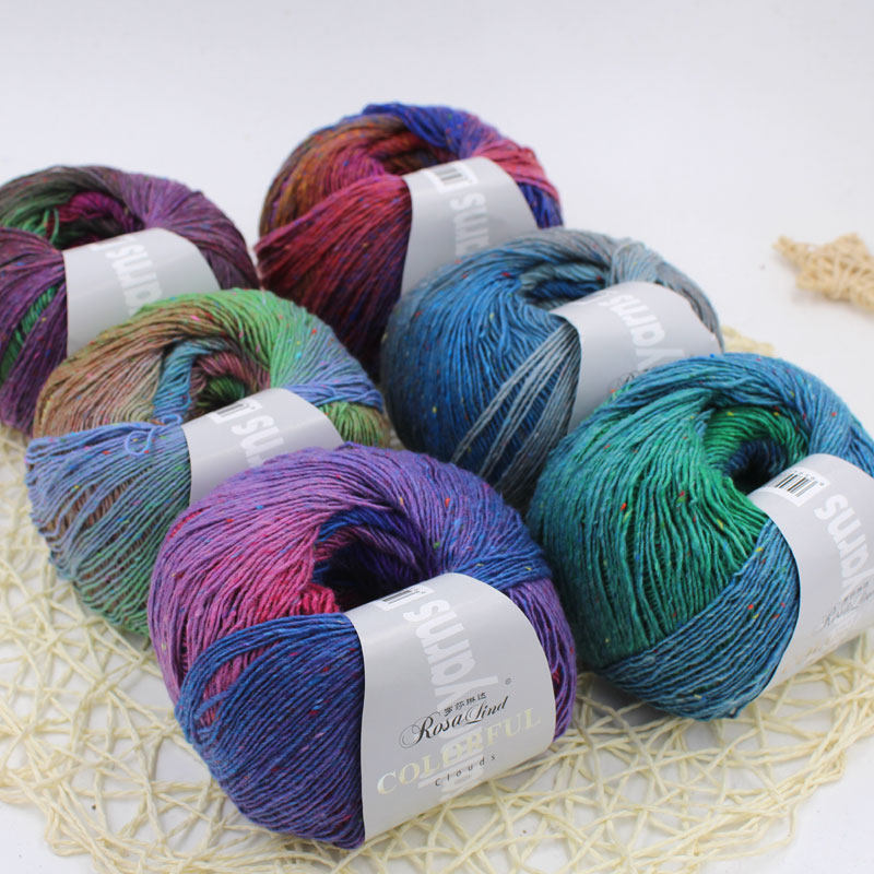 罗莎琳达云彩段染羊毛线渐变色中粗手工编织毛衣手编毛线披肩围巾