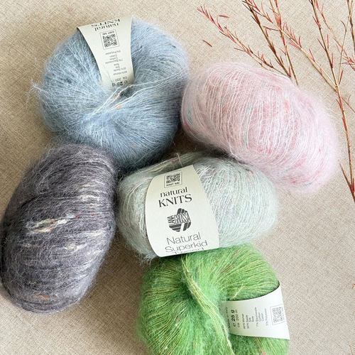 德国LANA GROSSA Natural Superkid Tweed超细混纺马海毛线彩点线