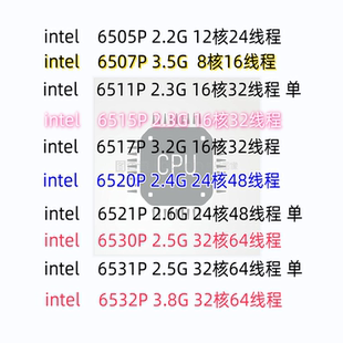 6507P 6511P 6530P 英特尔 6532P 6520P 6505P 6517P Intel 6515P