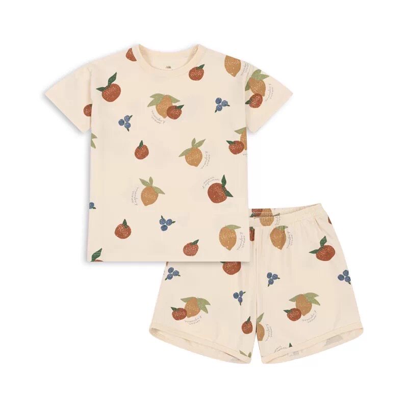 现货秒发 丹麦Konges Slojd男女童夏季家居服柠檬樱桃套装正品