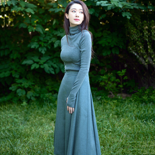 欧货女装2025新款冬装明星同款时尚气质套装裙针织毛衣两件套装女