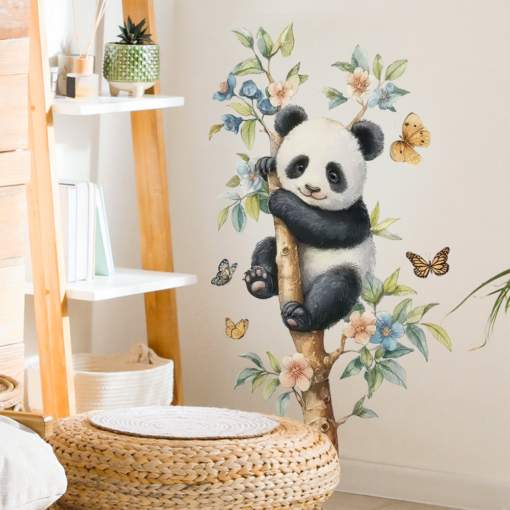 爬树小熊猫墙贴居家美化墙上贴纸