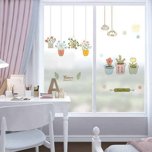 静电玻璃贴膜贴纸透光不透明浴室卫生间门窗改造遮光植物