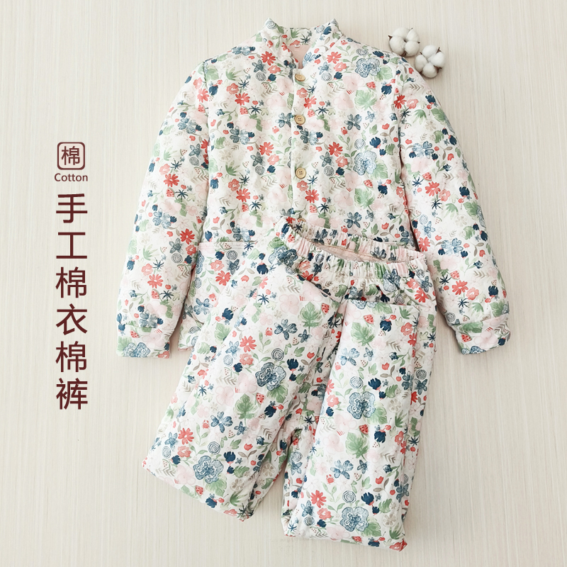 手工棉衣女加厚冬季纯棉花棉袄棉裤套装妈妈款保暖内外穿高腰棉裤