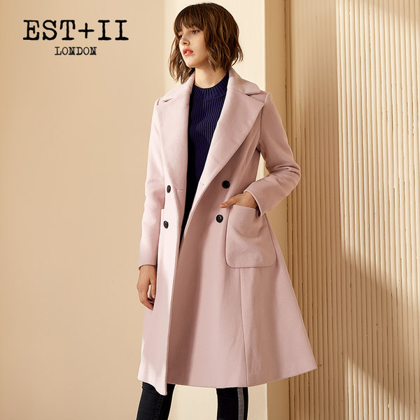 EST＋II 艺诗 中长款双排扣 女式羊毛呢大衣 天猫优惠券折后￥319包邮（￥519-200）2色可选