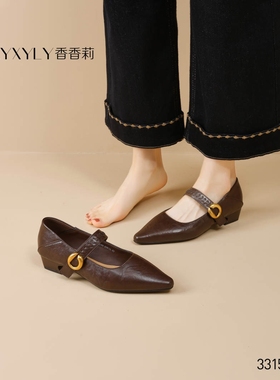 香香莉女鞋2026春季新款33155尖头浅口单鞋女百搭舒适透气休闲鞋