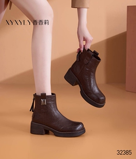 香香莉女鞋 32385厚底增高马丁靴女英伦风切尔西短靴 2025冬新款