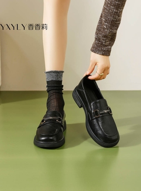 香香莉女鞋2026春季新款33000深口圆头低跟乐福鞋百搭舒适工作鞋