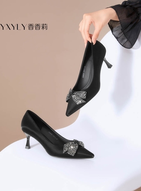 香香莉女鞋2025秋季新款时尚百搭舒适细跟中跟玛丽珍单鞋女30628