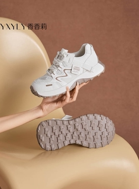 香香莉2026秋季女鞋36506系带厚底舒适老爹鞋轻便透气女休闲鞋