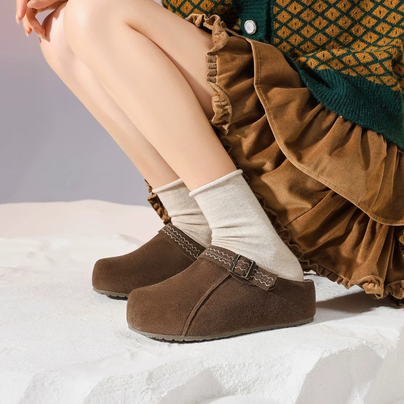 香香莉女鞋2026冬季新款32571厚底圆头包头半拖鞋休闲鞋百搭女鞋