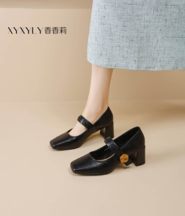 2026春季 百搭玛丽珍鞋 新款 方头高跟浅口单鞋 33150法式 香香莉女鞋