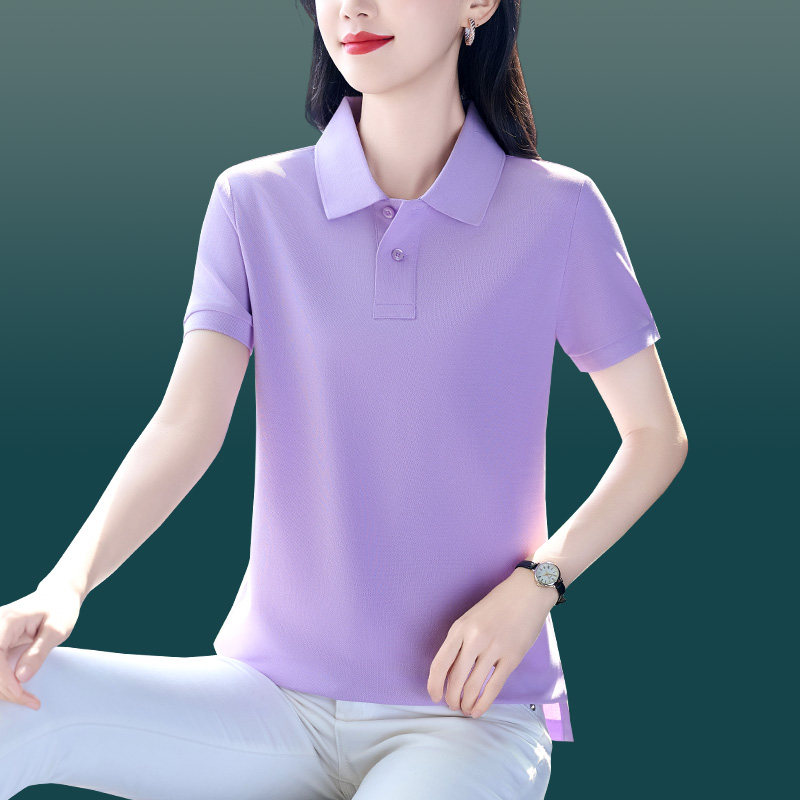 翻领短袖t恤女2026夏季新款纯色百搭polo衫宽松大码显瘦休闲上衣