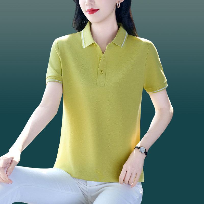 短袖POLO衫女夏季2026新款时尚减龄妈妈翻领宽松百搭上衣大码T恤