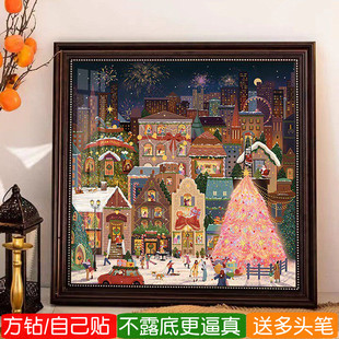 圣诞节5d方钻钻石画满钻耶诞节狂欢派对儿童房小幅粘砖贴钻十字绣