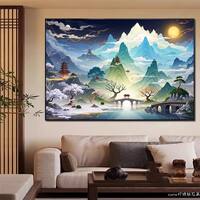 5d square diamond Diamond Painting 2026 New style Full Diamond Mountain and Sea Painting Scroll Pasted brick diamond Cross-stitch Anime Feng Shui Dot Diamond painting thumbnail 3