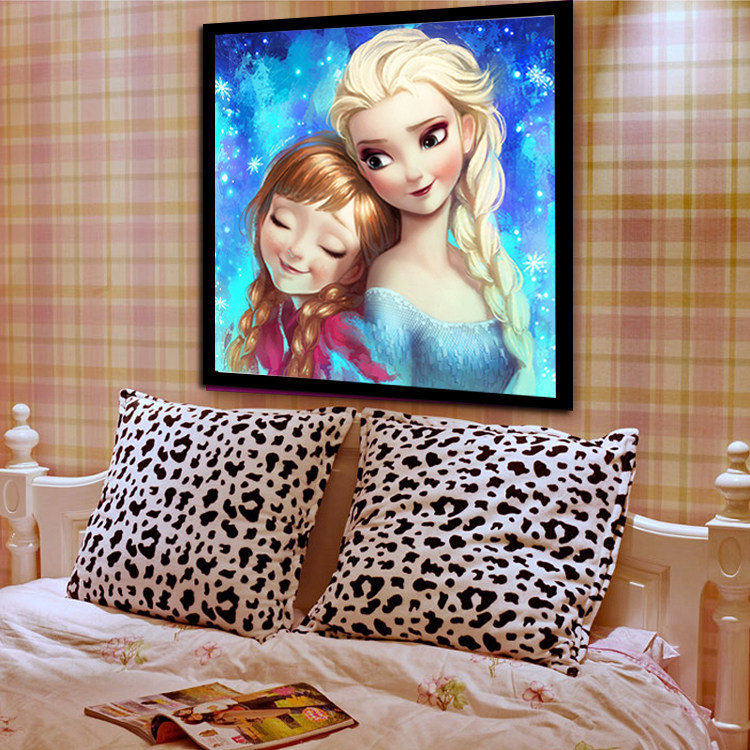 冰雪奇缘5d钻石画满钻新款艾莎公主女王卡通女孩点贴钻十字绣小幅