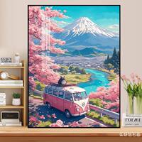 Totoro Travel 2026 New Style pasted diamond drawing square diamond Full diamond Miyazaki comic landscape Brick Dot Diamond Cross-stitch thumbnail 2