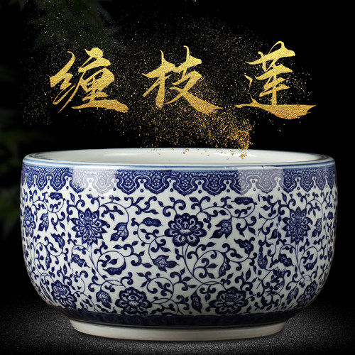 景德镇陶瓷器青花瓷储物缸家居装饰品摆件 新中式瓷器博古架摆设
