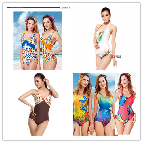 温泉英发三角连体女泳衣