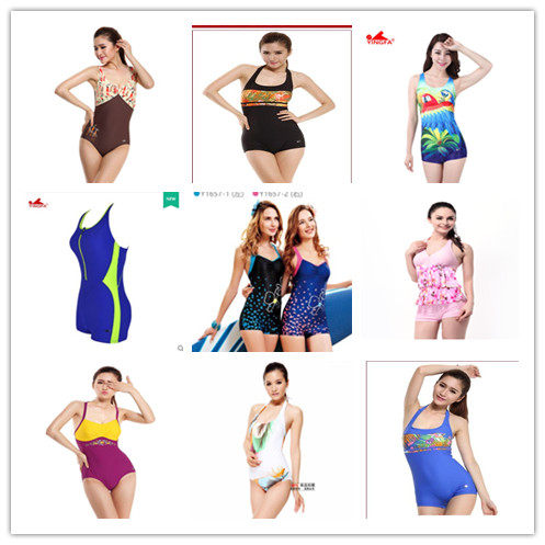 英发温泉连体平角泳衣断码特价