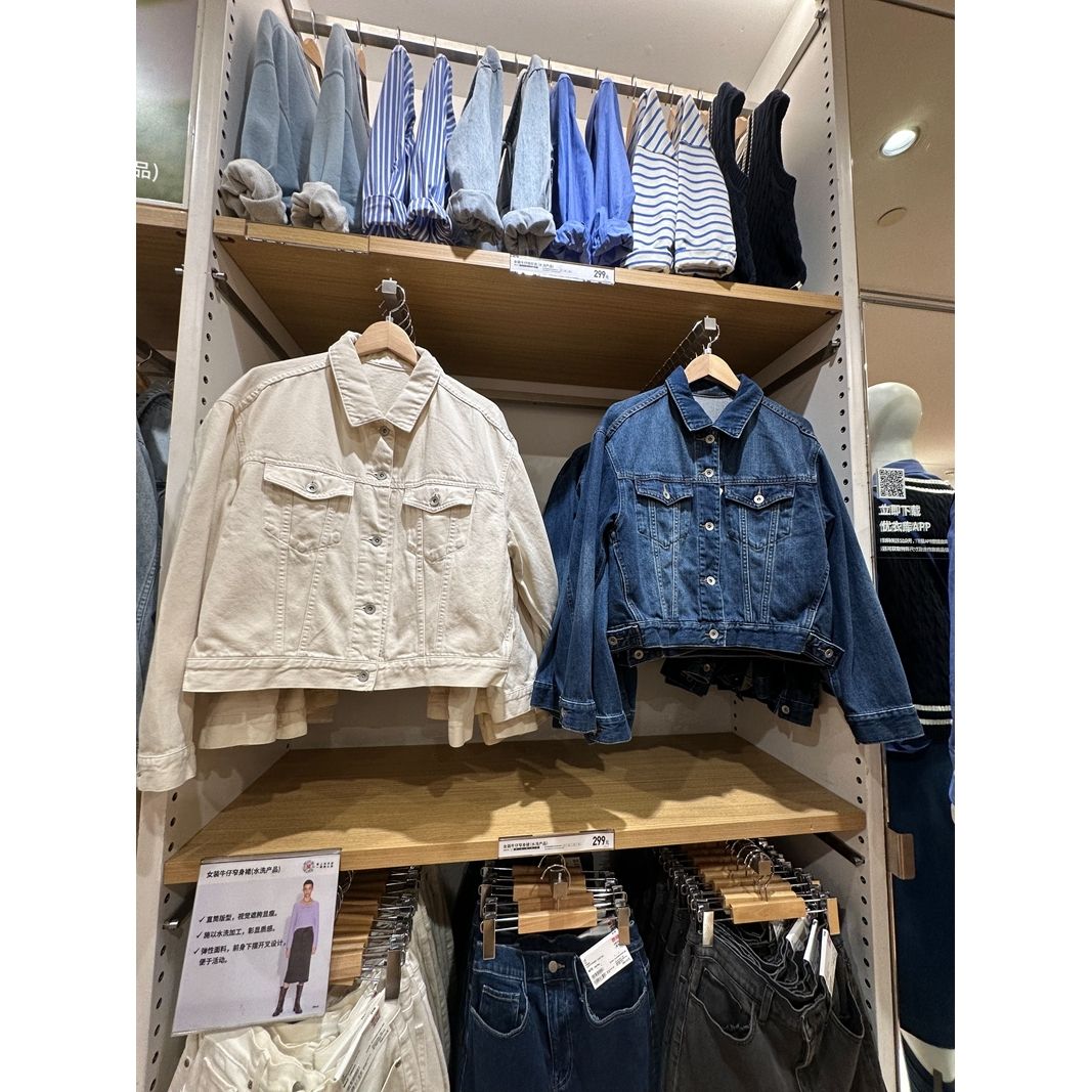 女装水洗牛仔短茄克翻领夹克宽松牛仔短外套456090/474564