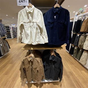 日系男女新款灯芯绒工装衬衫时尚长袖衬衣薄外套480295
