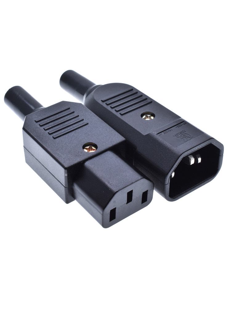 品子c13/c14接线插头16a250v全铜大功率三芯免焊pdu接口公母对接