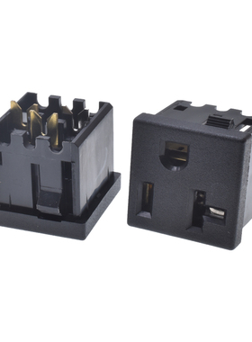 台湾荣丰进口认证AC电源美标座方形三孔卡式密封机箱插座RF-6003