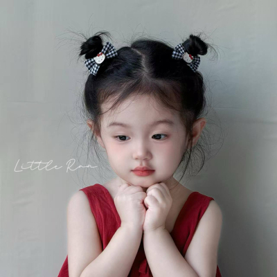 Little Ran儿童发饰韩系格子KT猫发圈女童甜美可爱宝宝高弹力皮筋
